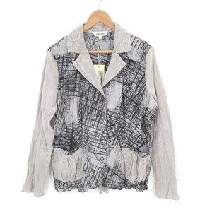 LanVie Abstract Art to Wear Jacket Mixed Material Gauze Lagenlook Artsy Blazer
